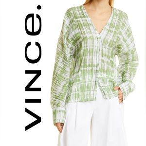 NWT💕Vince Tie Dye V-Neck Silk Blouse Size XS